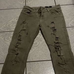 Green Zara Ripped Jeans